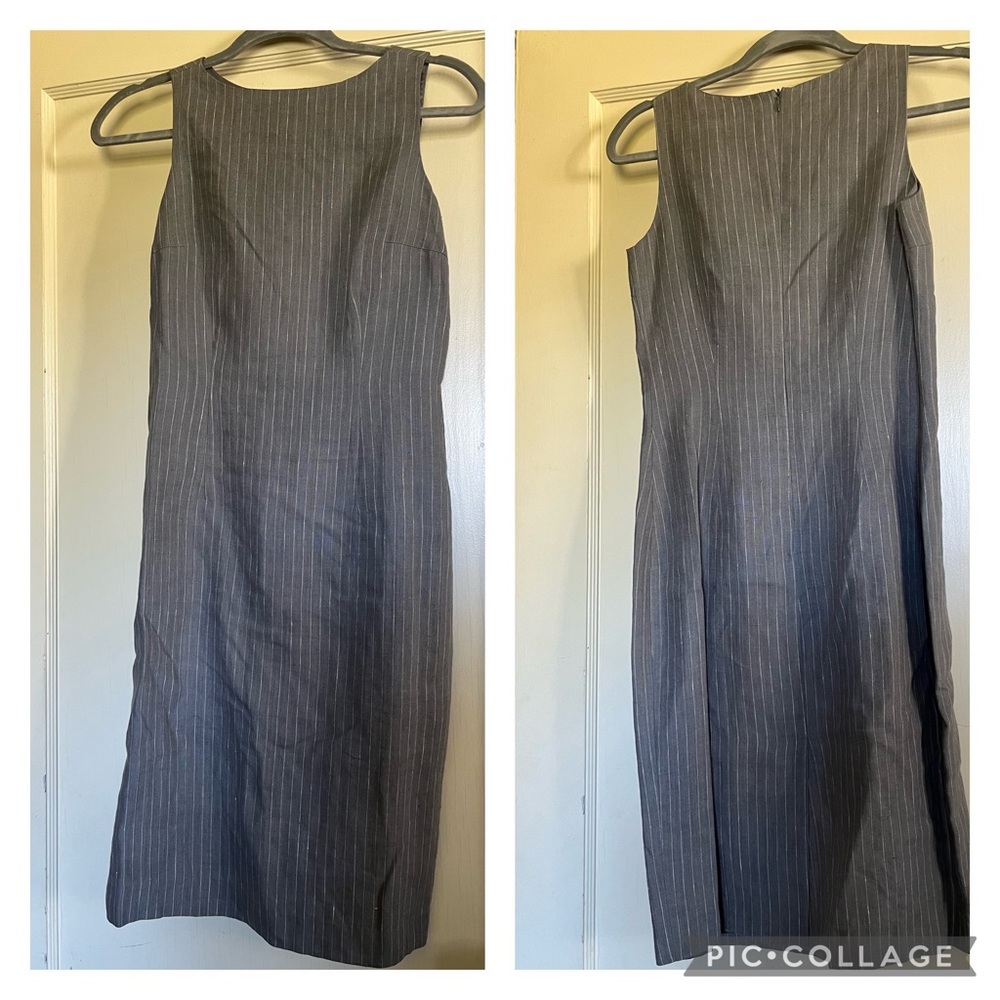 Merona gray (white pin stripes) women’s sheath. Size 2. Excellent condition